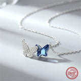 925 Silver Butterfly Pendant Necklace with Zircon Chain