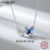 925 Silver Butterfly Pendant Necklace with Zircon Chain