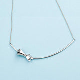 925 Silver Bow Pendant Necklace for Women