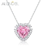 925 Silver Pendant Necklace Heart 10*10mm Lab Diamond Pink Zircon