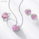 925 Silver Pendant Necklace Heart 10*10mm Lab Diamond Pink Zircon