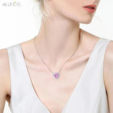 925 Silver Pendant Necklace Heart 10*10mm Lab Diamond Pink Zircon