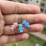 Kids Synthetic Opal Necklace with 925 Sterling Silver Chain