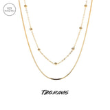 925 Silver Double-Layer Necklace Beading Fine Jewelry