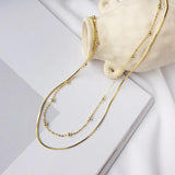 925 Silver Double-Layer Necklace Beading Fine Jewelry