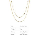 925 Silver Double-Layer Necklace Beading Fine Jewelry