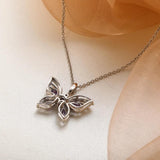 925 Silver Necklace Purple Zircon Butterfly Pendant