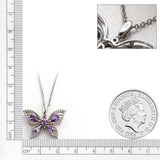 925 Silver Necklace Purple Zircon Butterfly Pendant