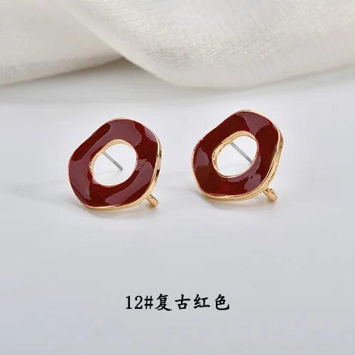 Morandi Retro Hollow Round Earrings DIY Jewelry Accessories