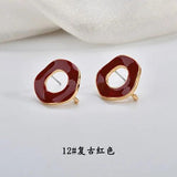 Morandi Retro Hollow Round Earrings DIY Jewelry Accessories