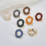Morandi Retro Hollow Round Earrings DIY Jewelry Accessories