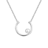 925 Silver Chain Necklace Freshwater Pearl Pendant Choker for Women