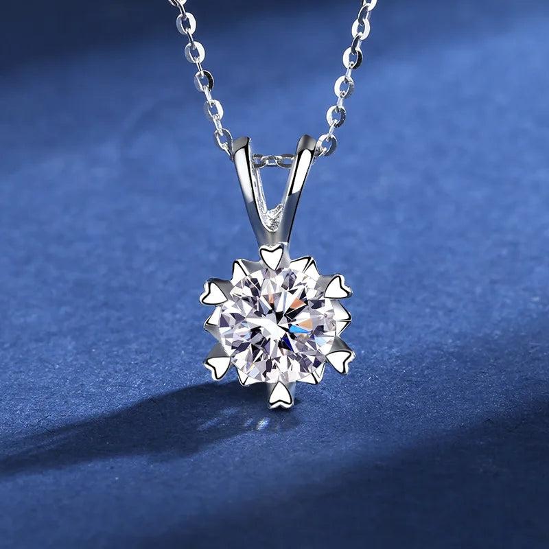 1ct Kramosanite Snowflake Dolphin Necklace D ideal cut Diamond Pendant