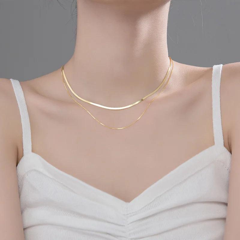 MloveAcc Snake Chain Double Female Choker Necklace