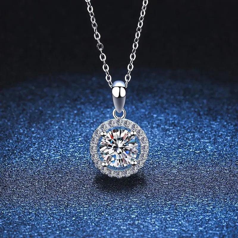 CT Cramozonite Pendant Simulated Diamond Necklace S925 Sterling Silver