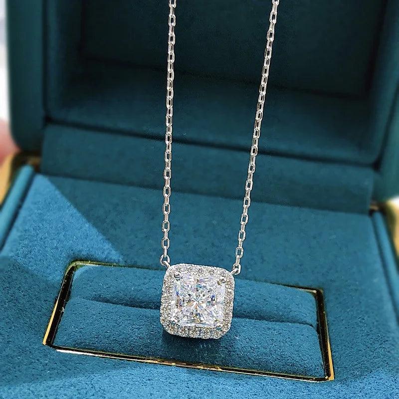 925 Silver Simulated Gemstone Chain Necklaces for Women Wedding