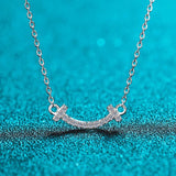 925 Silver Moissanite Smile Necklace Chain Excellent Cutting