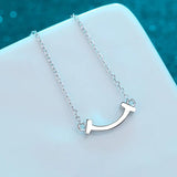 925 Silver Moissanite Smile Necklace Chain Excellent Cutting