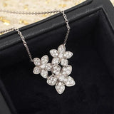European Jewelry 925 Silver Three Flowers Flower Necklace