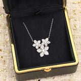 European Jewelry 925 Silver Three Flowers Flower Necklace