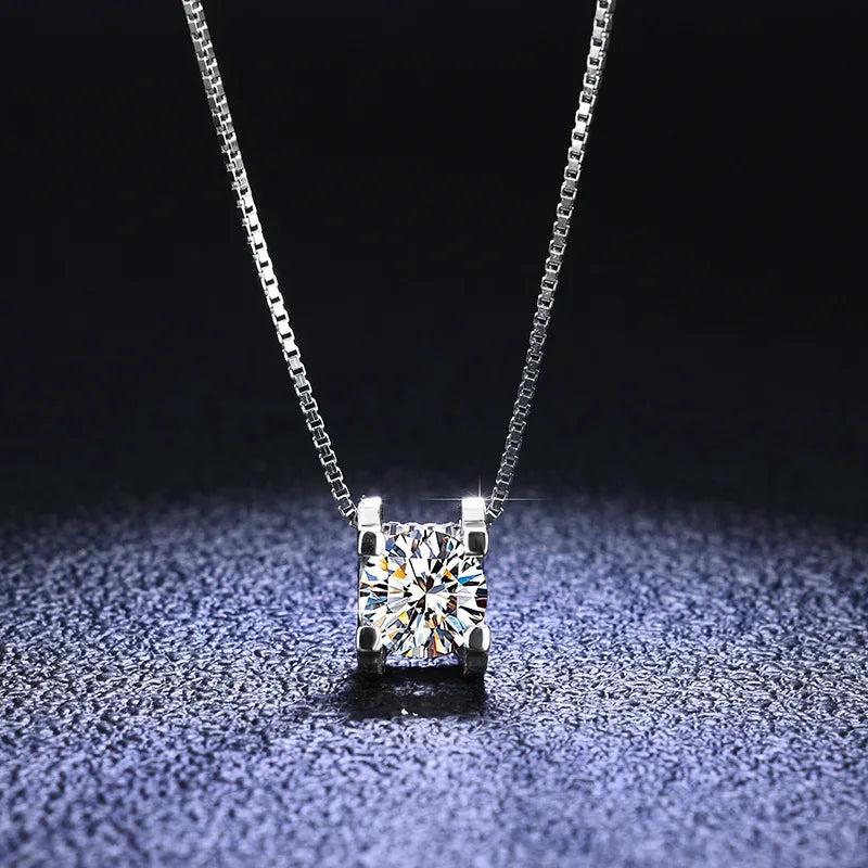 Mosant Diamond Pendant 925 Sterling Silver Women's Fine Jewelry