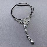 Spain Electroplated 925 Silver Beads Rope Necklace