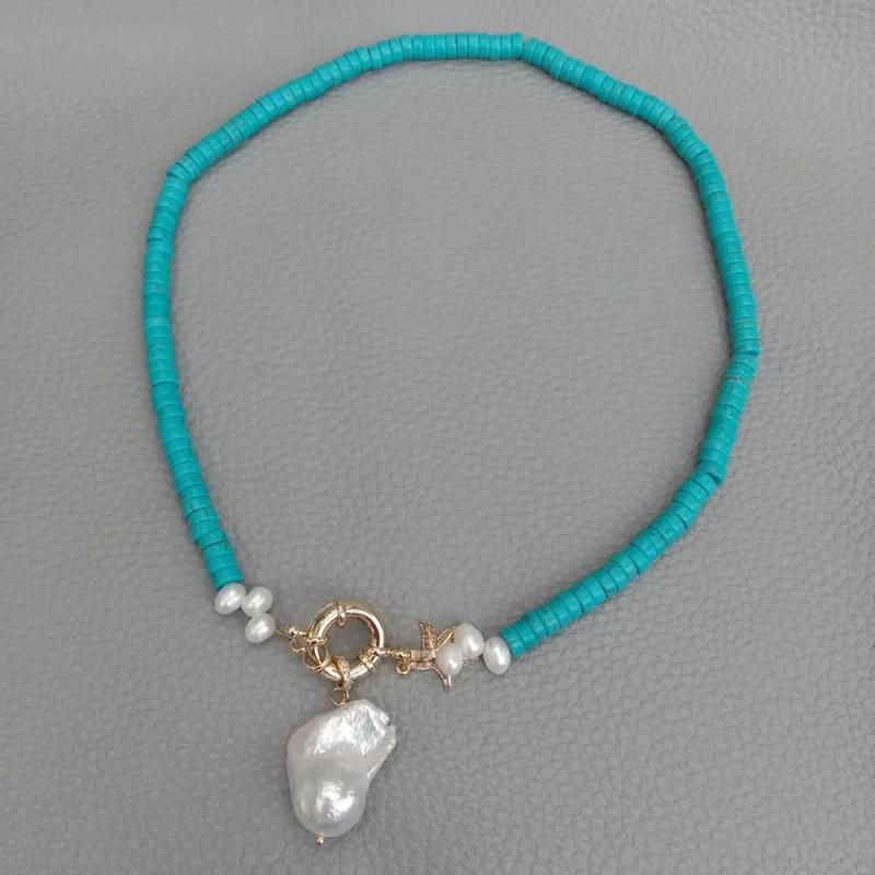 Baroque Pearl Turquoise Choker Necklace
