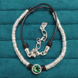 925 Silver Green Crystal Necklace Gift