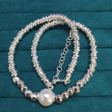 Electroplating 925 Silver Pearl Pendant Beads Necklace Jewelry Gift