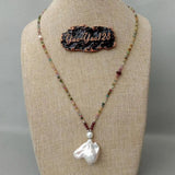 Tourmaline Garnet Necklace Keshi Pearl Pendant