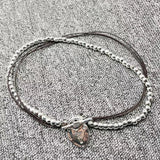 Silver Heart Necklace Jewelry Gift 925 Silver Rope Beaded