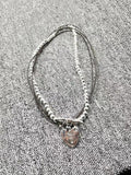 Silver Heart Necklace Jewelry Gift 925 Silver Rope Beaded