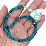 Apatite & Pearl Choker Necklace for Women