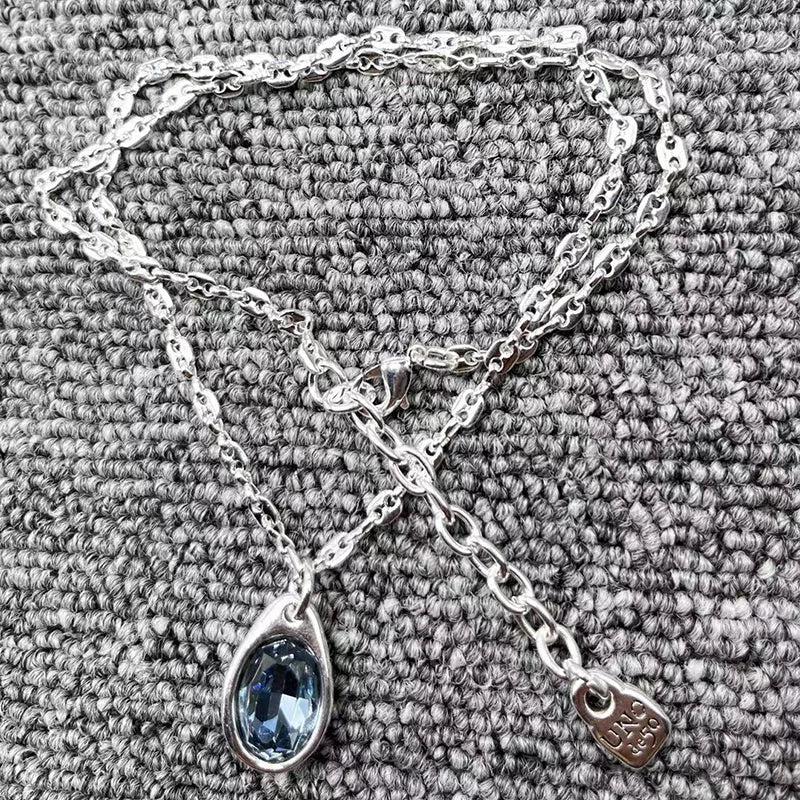 Electroplated 925 Silver Aquamarine Pendant Necklace Gift