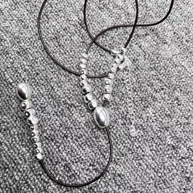 U Node 50 Electroplated 925 Silver Beads Rope Necklace Jewelry