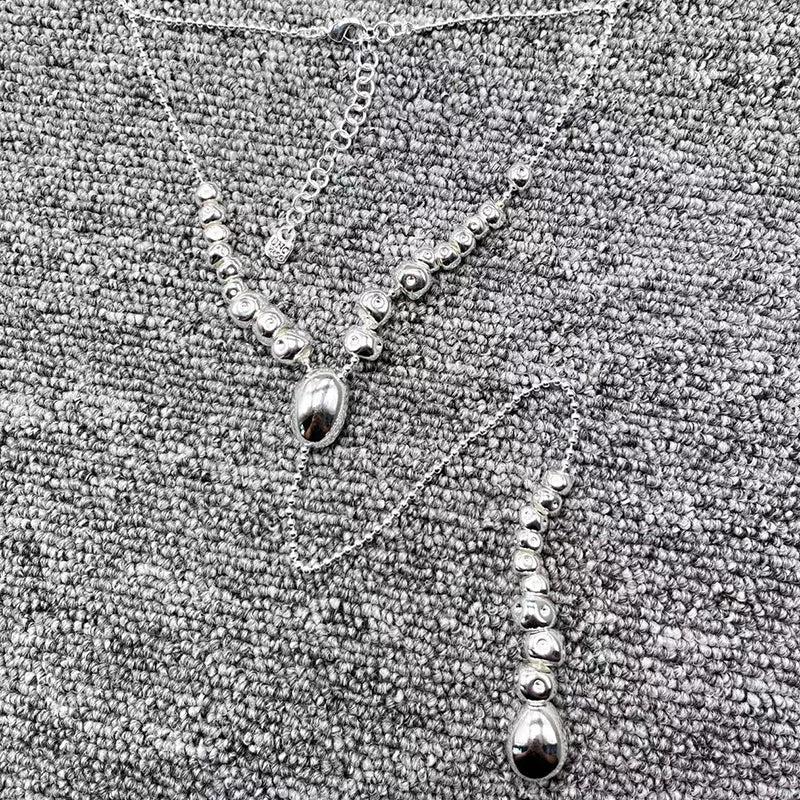 925 Silver Beads Necklace Jewelry