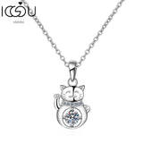925 Silver Moissanite Lucky Cat Pendant Necklace Jewelry Gift