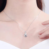 925 Silver Moissanite Lucky Cat Pendant Necklace Jewelry Gift