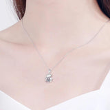 925 Silver Moissanite Lucky Cat Pendant Necklace Jewelry Gift