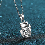 925 Silver Moissanite Lucky Cat Pendant Necklace Jewelry Gift