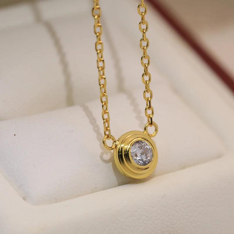 925 Silver Women's Round Necklace Yellow Pendant Gift