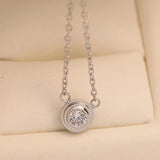 925 Silver Women's Round Necklace Yellow Pendant Gift