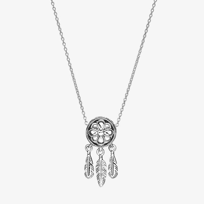 Sterling Silver Dream Catcher Rainbow Pendant Necklace for Women