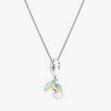 Sterling Silver Dream Catcher Rainbow Pendant Necklace for Women