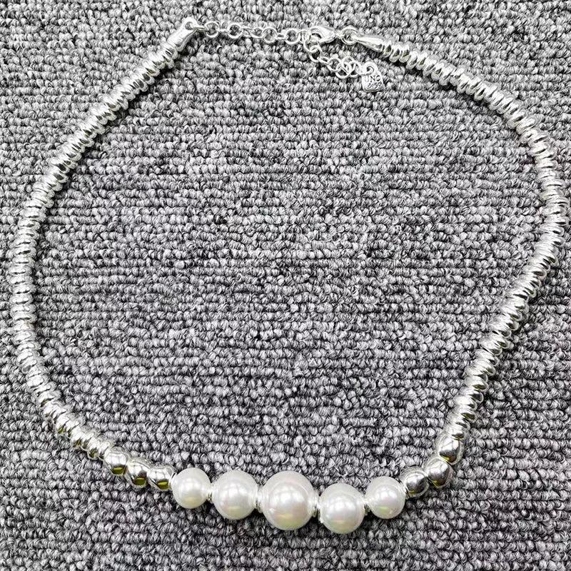 UNOde50 Silver Plated Pearl Bead Necklace Party Gift