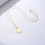 925 Silver Charm Coin Pendant Necklace 18K Texture Chain Wedding Jewelry