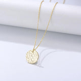 925 Silver Charm Coin Pendant Necklace 18K Texture Chain Wedding Jewelry