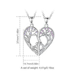 925 Silver Tree of Life Heart Necklace Set for Sisters