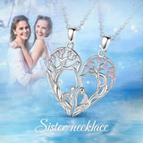 925 Silver Tree of Life Heart Necklace Set for Sisters