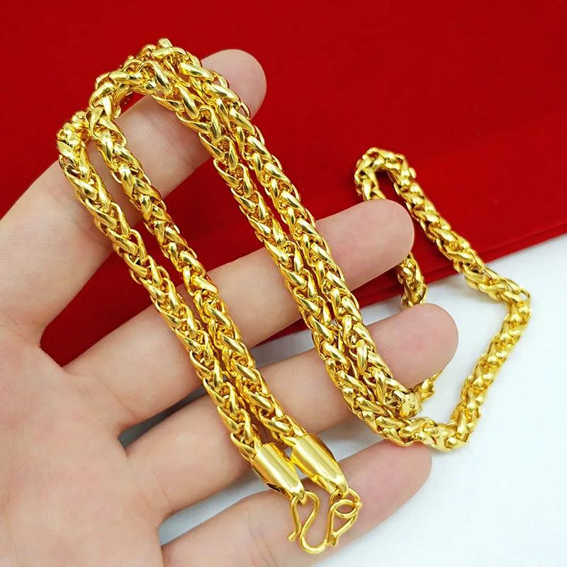 Vintage Solid 24KT Chain Necklace for Men - Fine Jewelry Gift